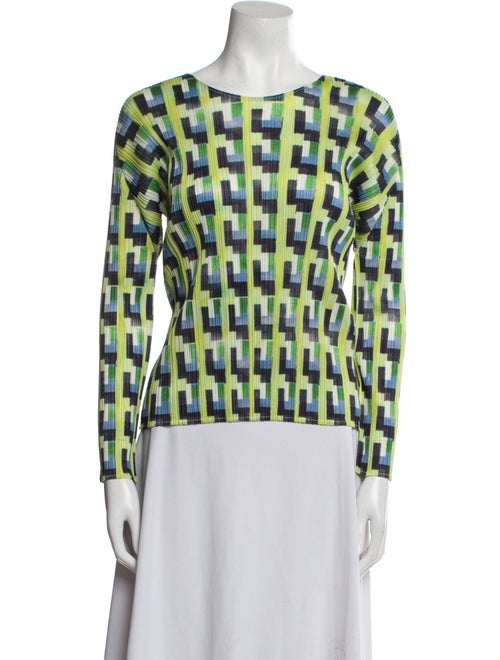 Pleats Please Issey Miyake Printed Crew Neck Top