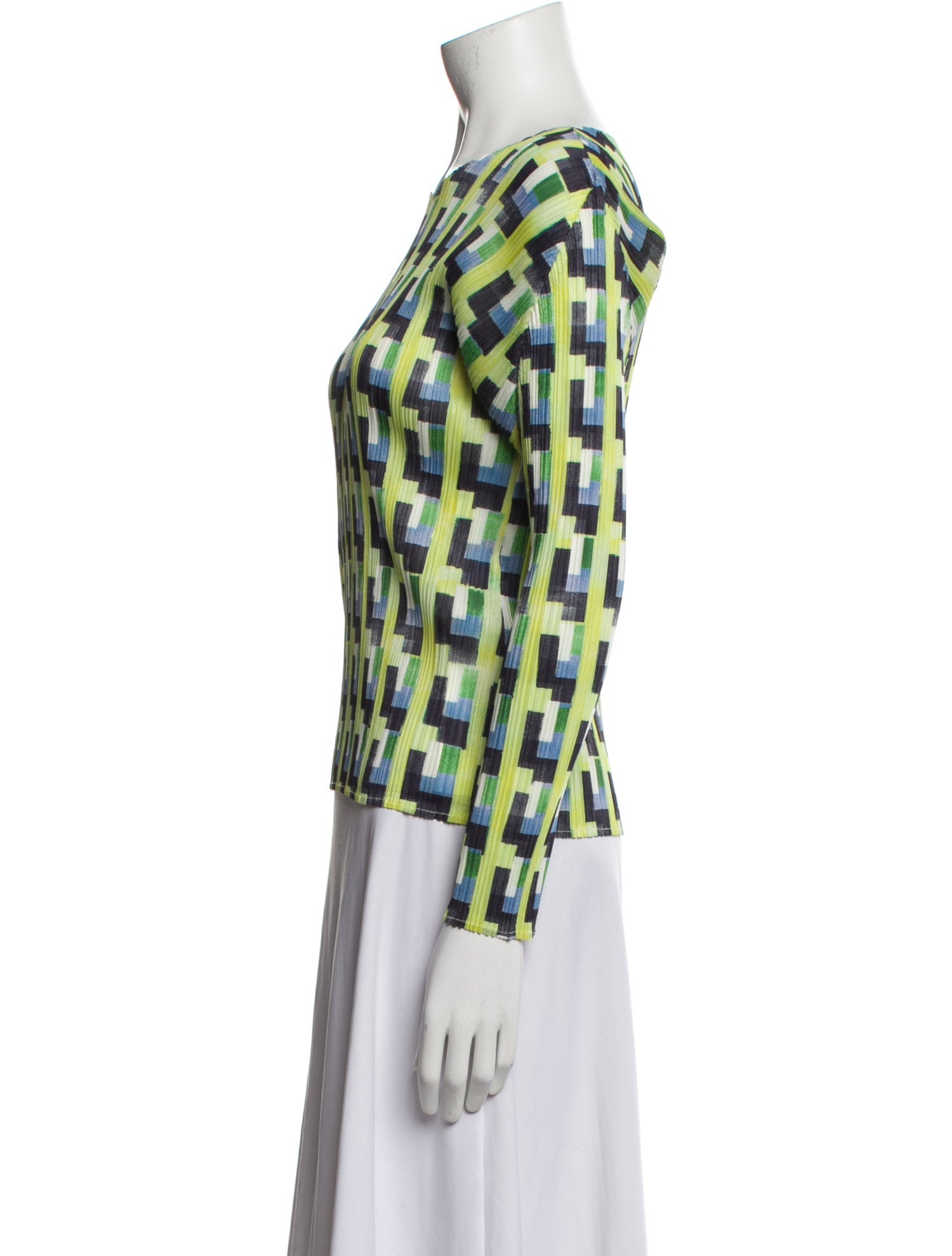 Pleats Please Issey Miyake Printed Crew Neck Top