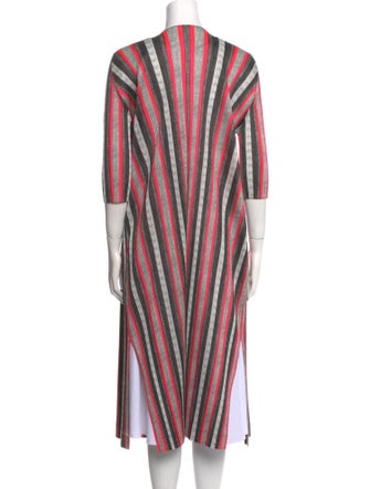 Pleats Please Issey Miyake Striped Open Front Sweater