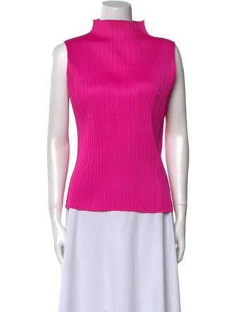 Pleats Please Issey Miyake Mock Neck Sleeveless Top