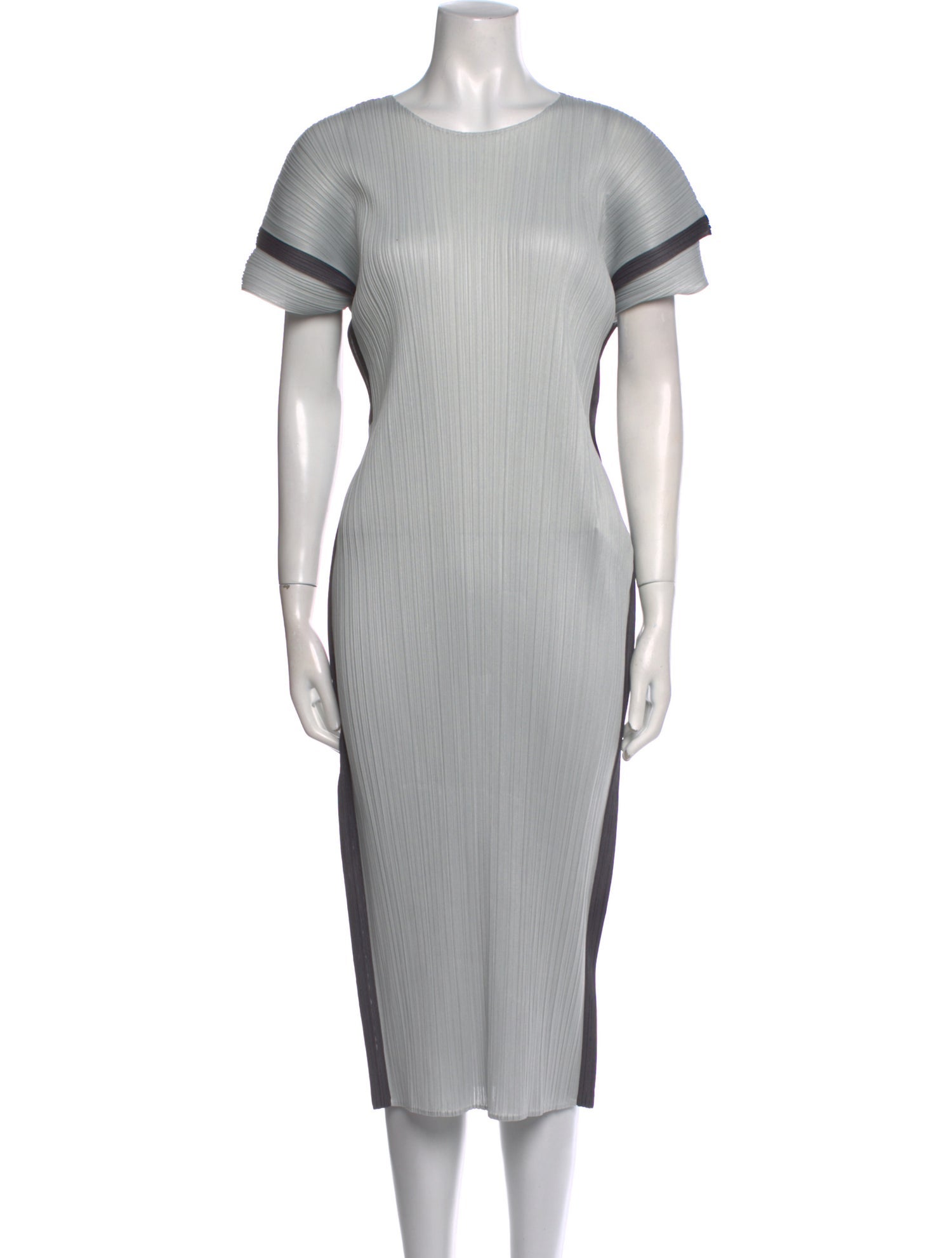 Pleats Please Issey Miyake Scoop Neck Midi Length Dress