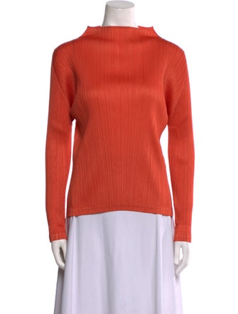 Pleats Please Issey Miyake Mock Neck Long Sleeve Top