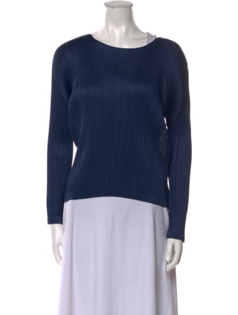 Pleats Please Issey Miyake Scoop Neck Long Sleeve Top