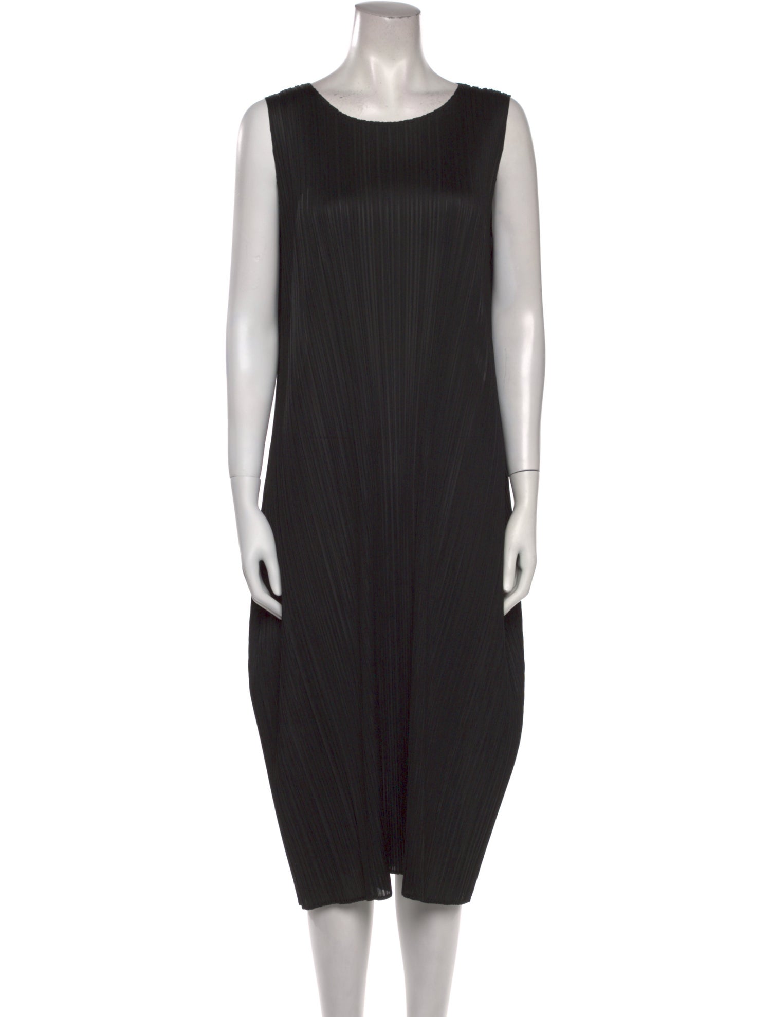 Pleats Please Issey Miyake Scoop Neck Midi Length Dress