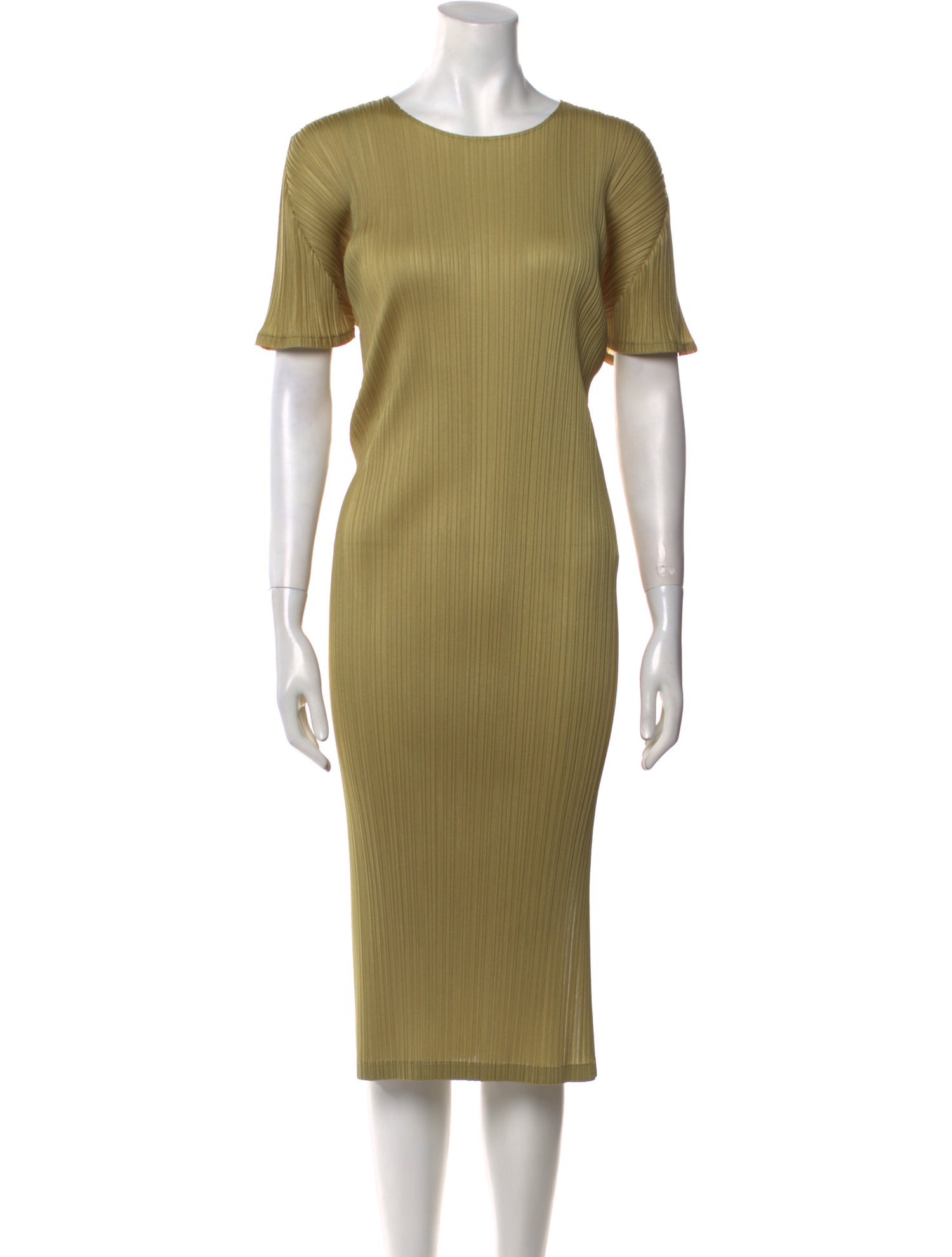 Pleats Please Issey Miyake Crew Neck Midi Length Dress