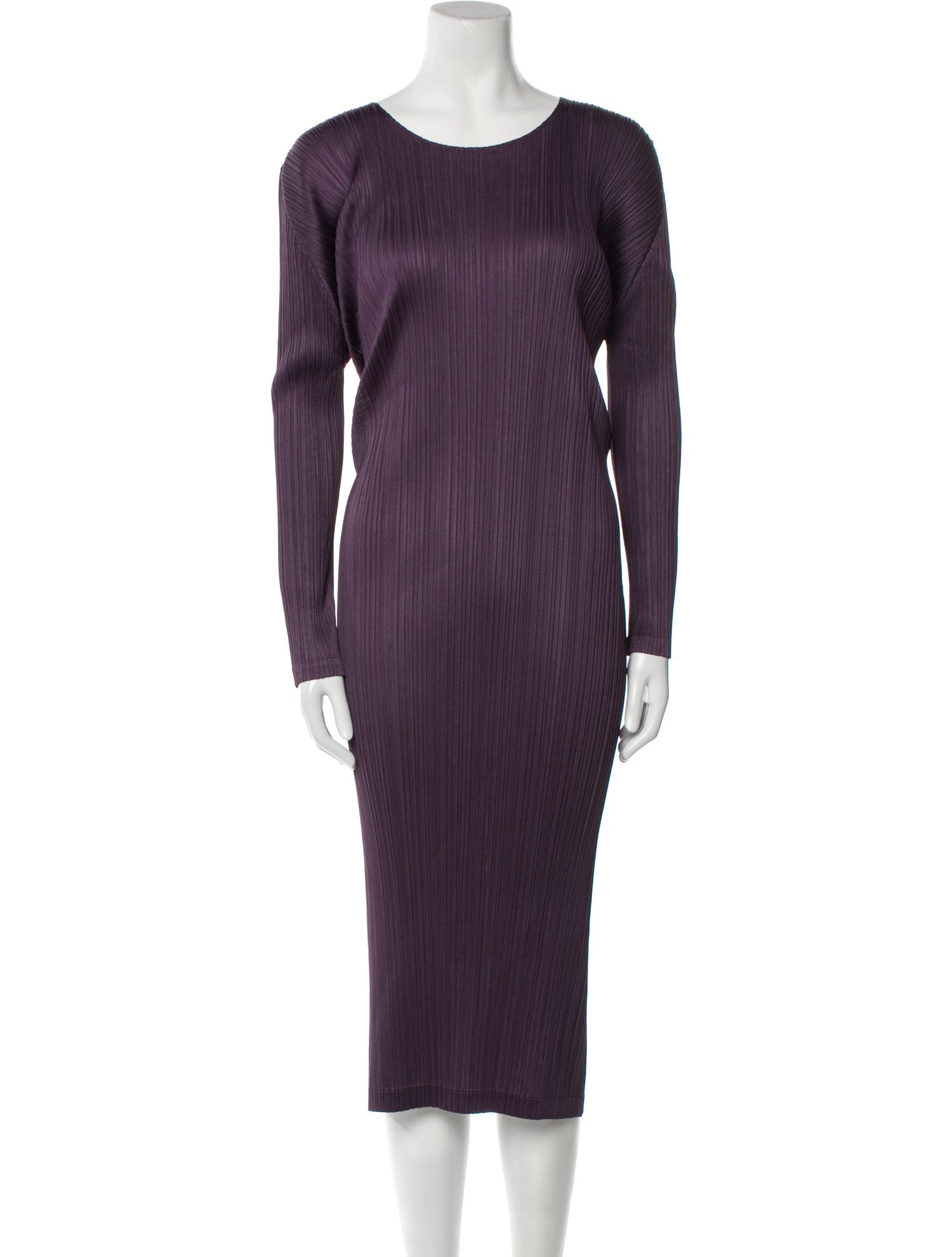 Pleats Please Issey Miyake Scoop Neck Midi Length Dress