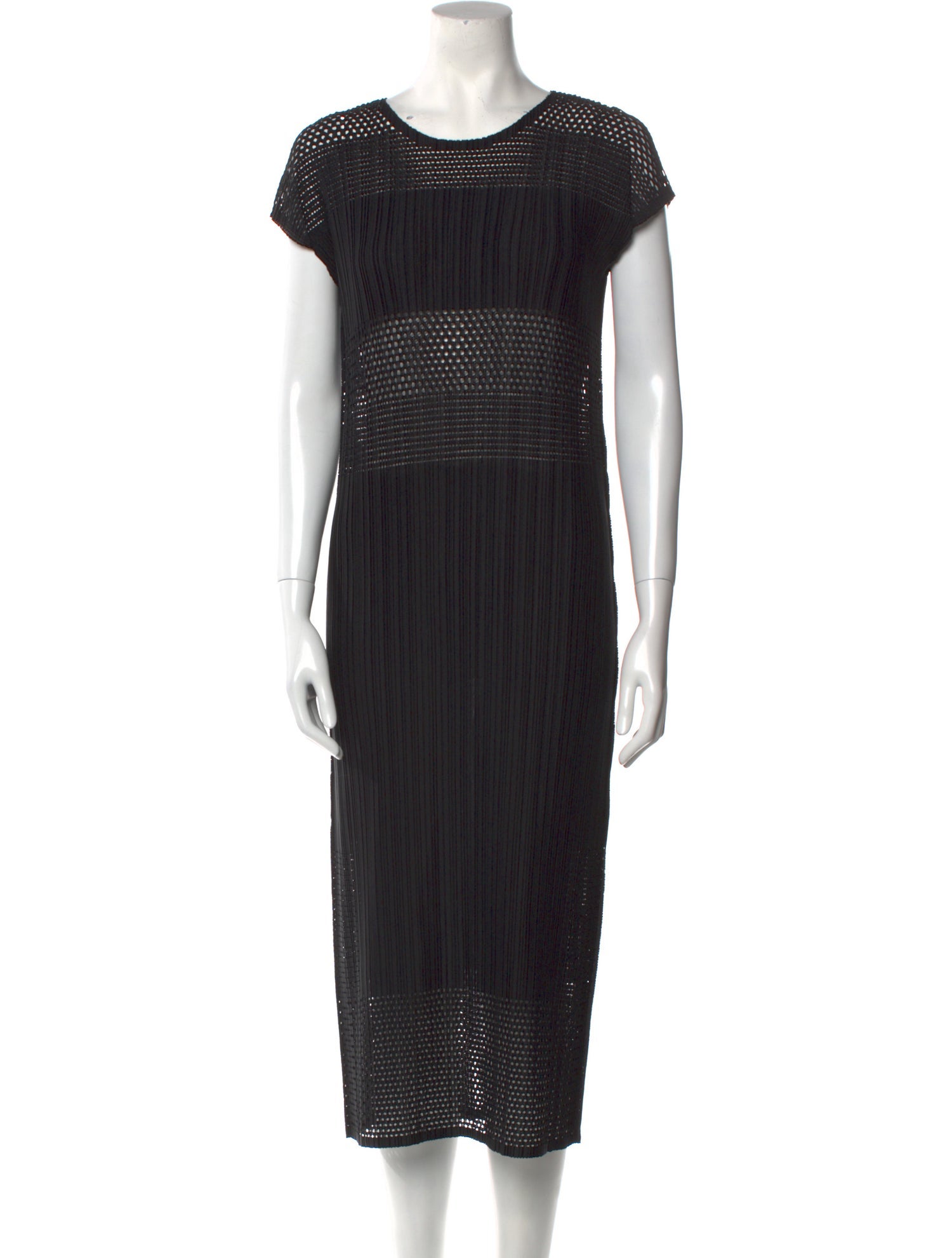 Pleats Please Issey Miyake Striped Midi Length Dress