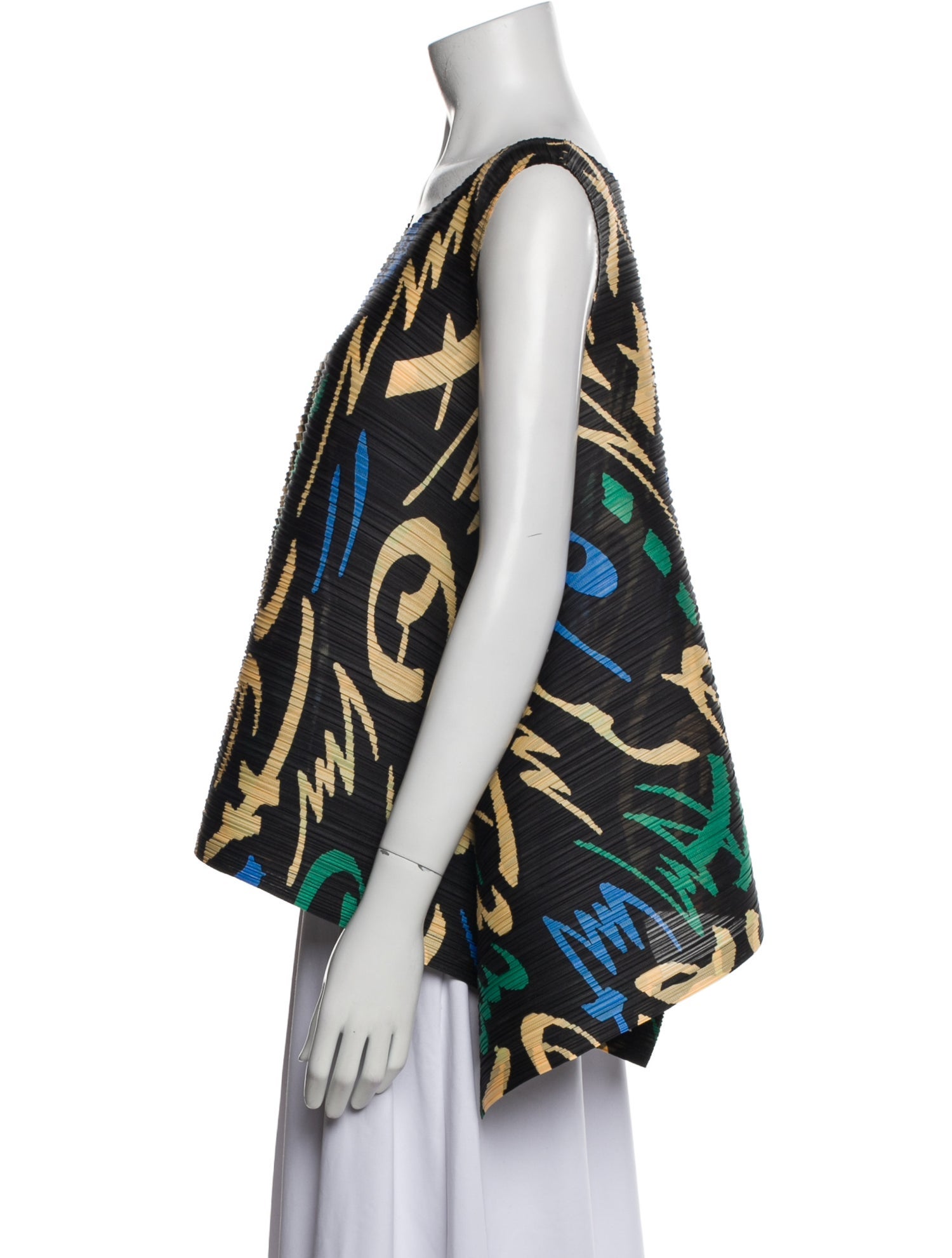 Pleats Please Issey Miyake Printed Scoop Neck Top w/ Tags
