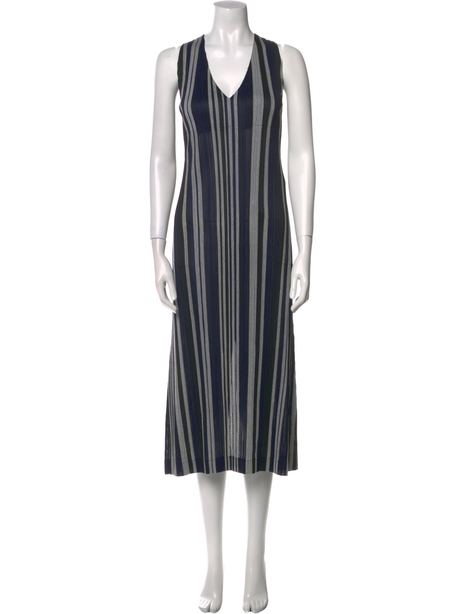 Pleats Please Issey Miyake Striped Long Dress