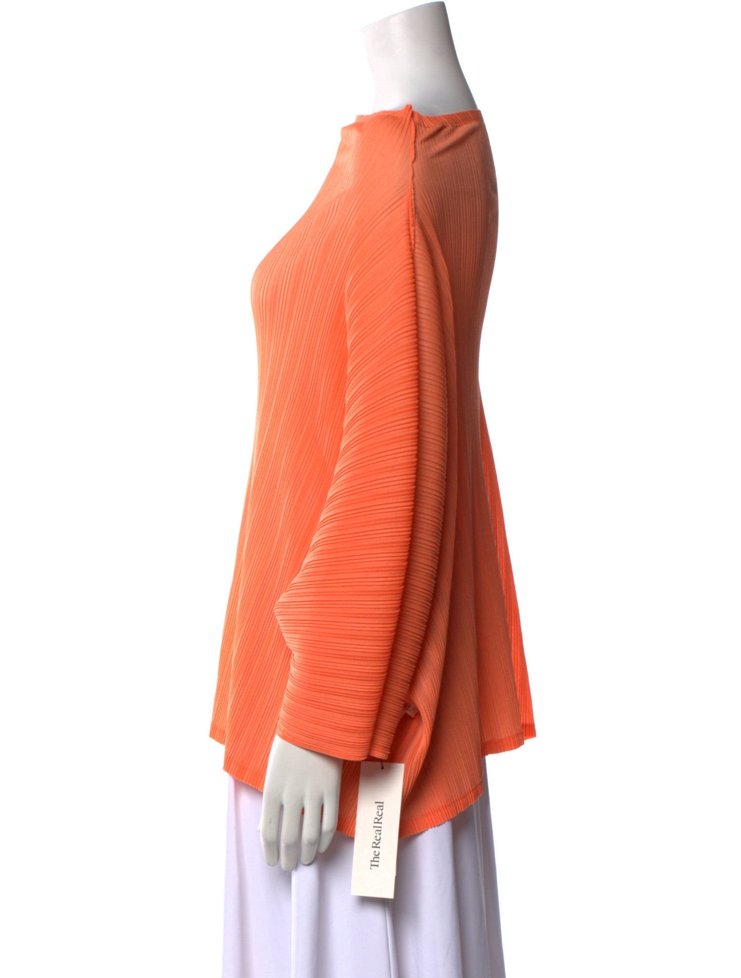Pleats Please Issey Miyake Bateau Neckline Long Sleeve Blouse
