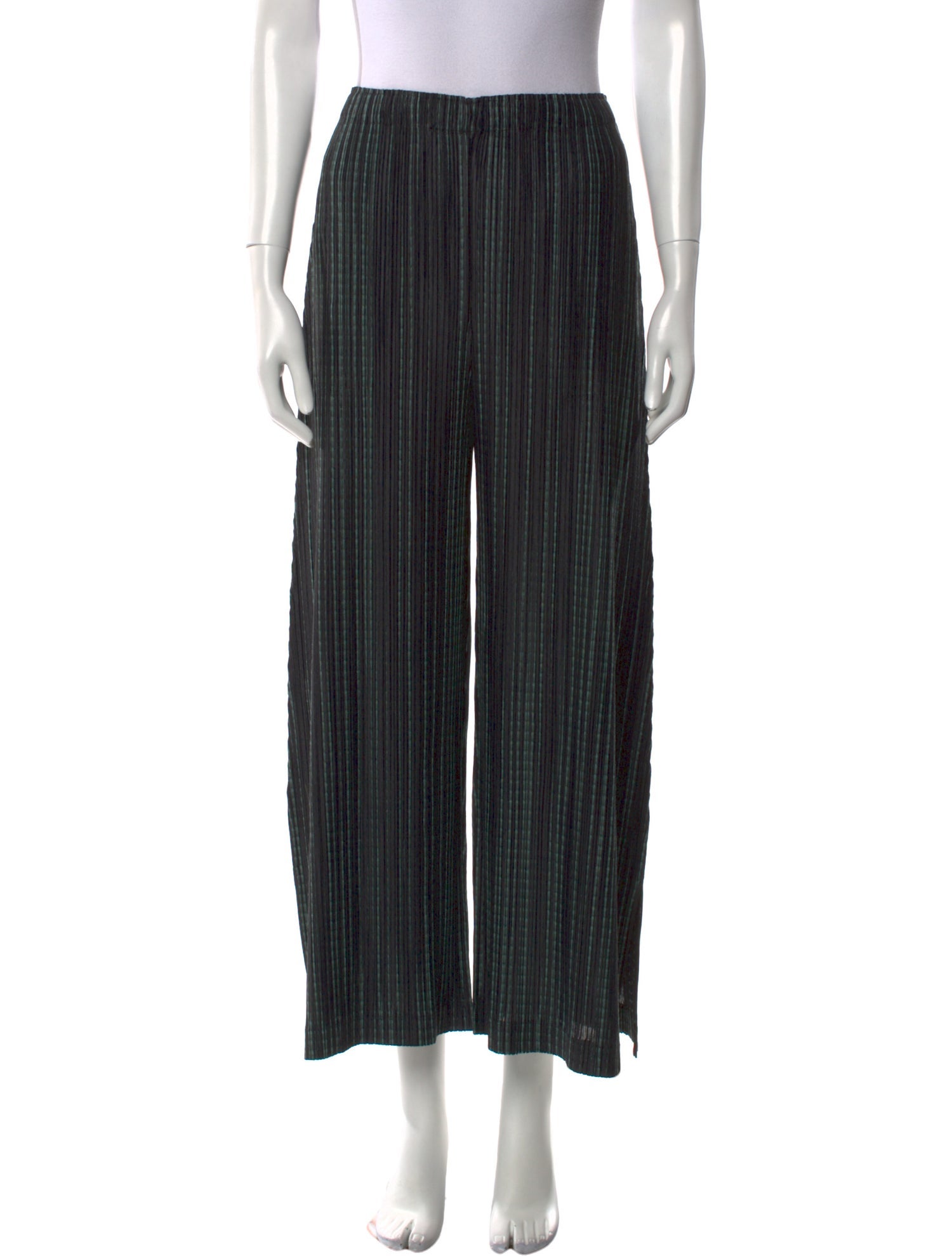Pleats Please Issey Miyake Striped Wide Leg Pants