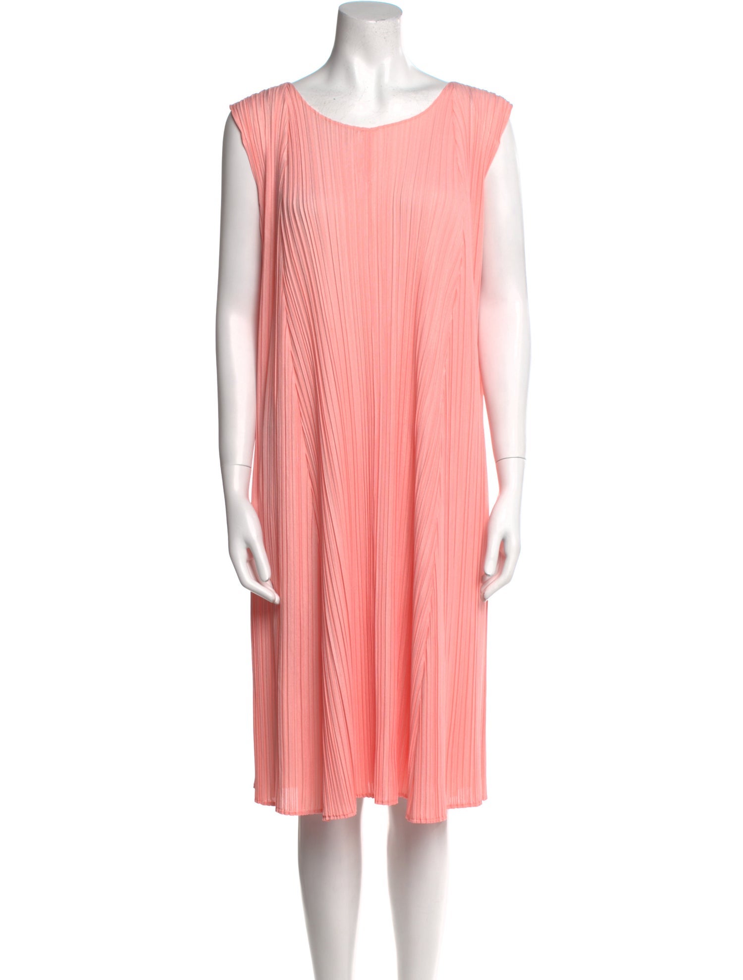 Pleats Please Issey Miyake Scoop Neck Midi Length Dress