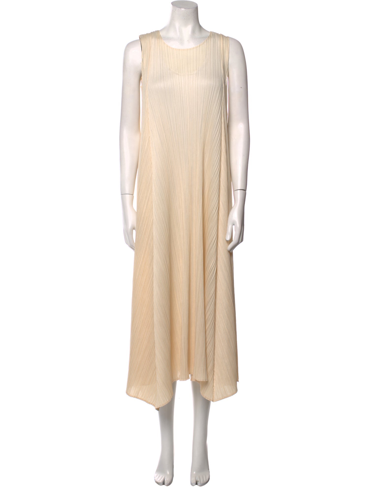 Pleats Please Issey Miyake Crew Neck Midi Length Dress