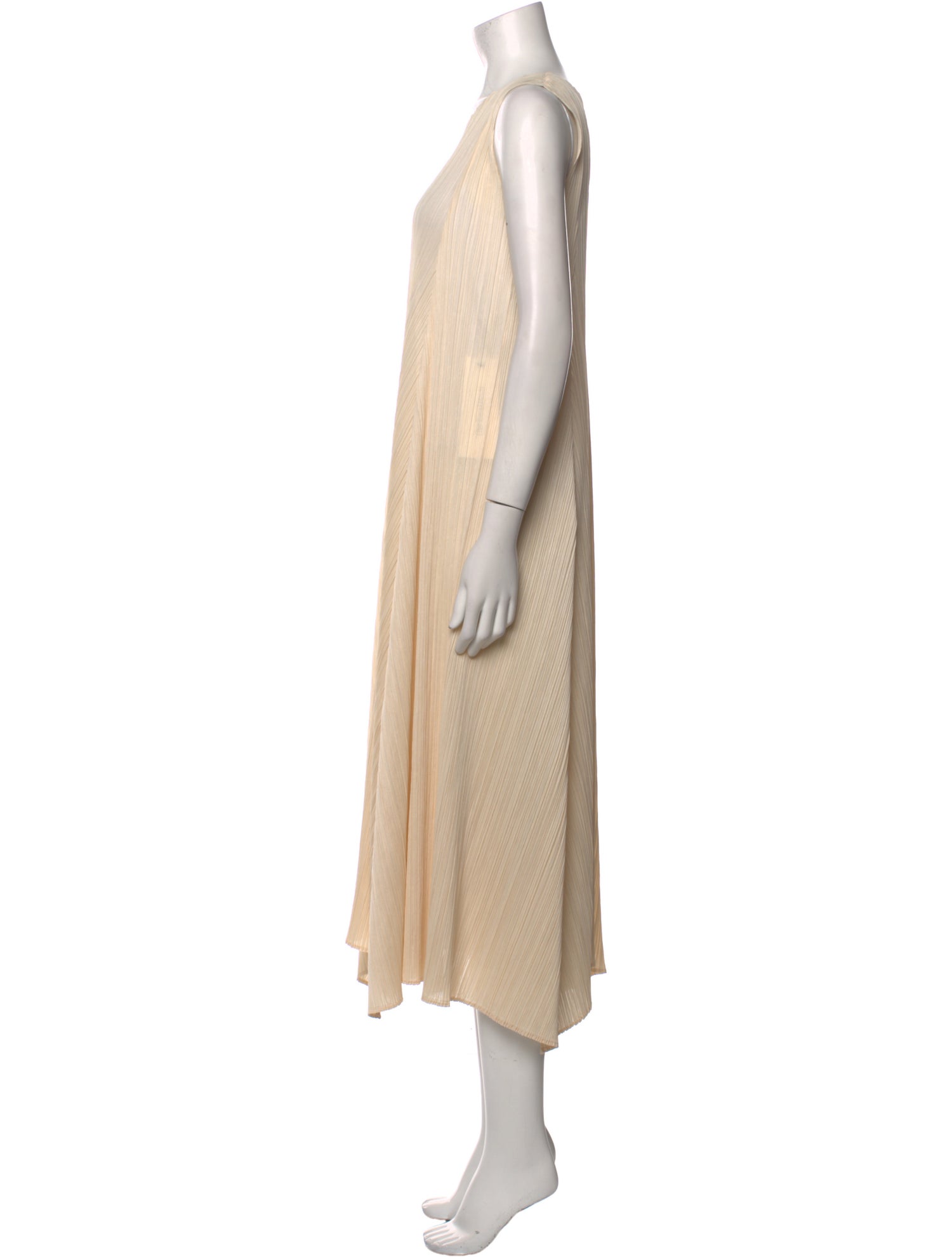 Pleats Please Issey Miyake Crew Neck Midi Length Dress