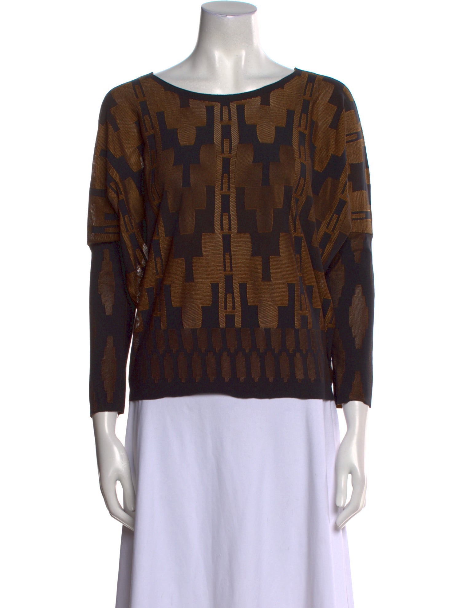 Pleats Please Issey Miyake Printed Scoop Neck Blouse