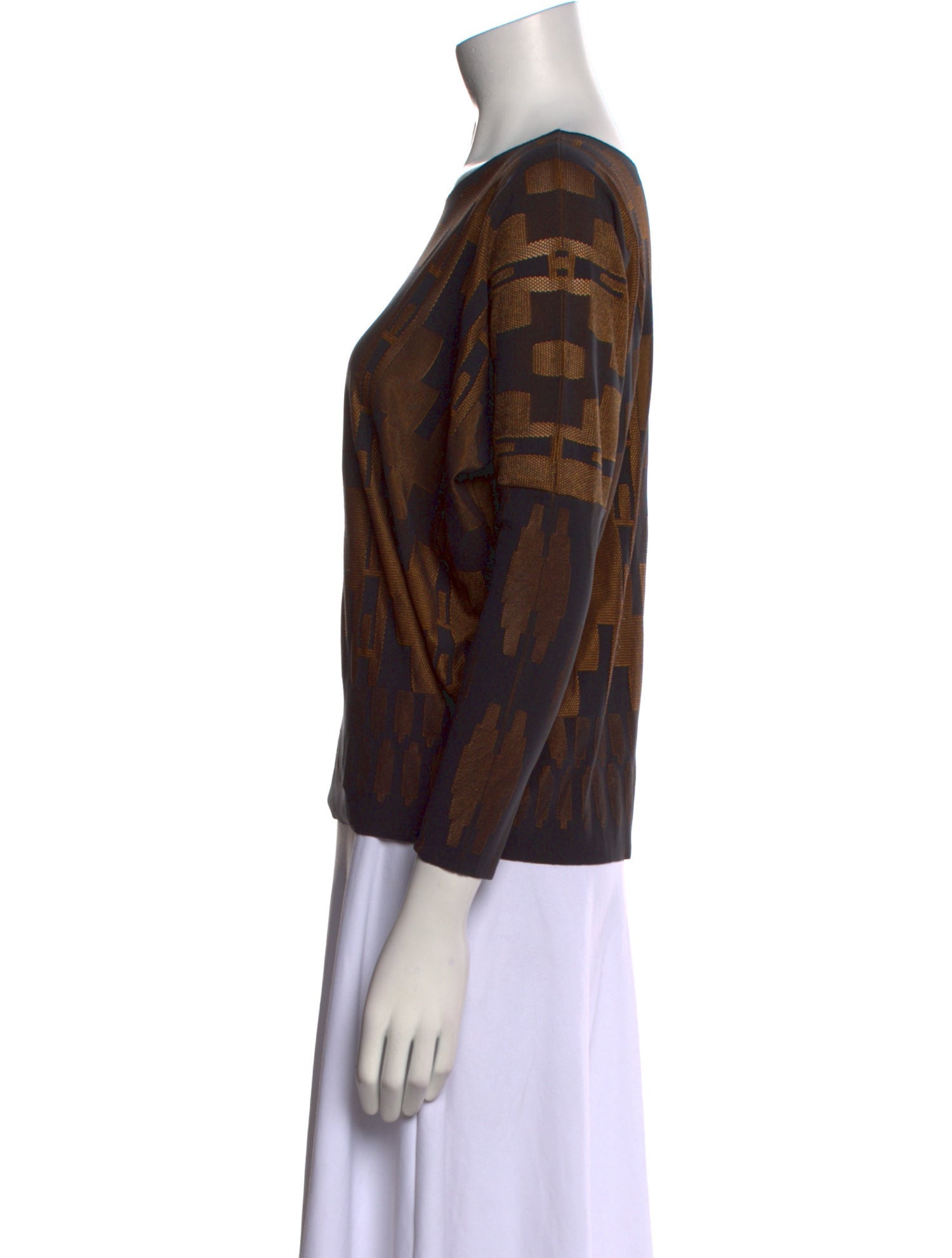 Pleats Please Issey Miyake Printed Scoop Neck Blouse
