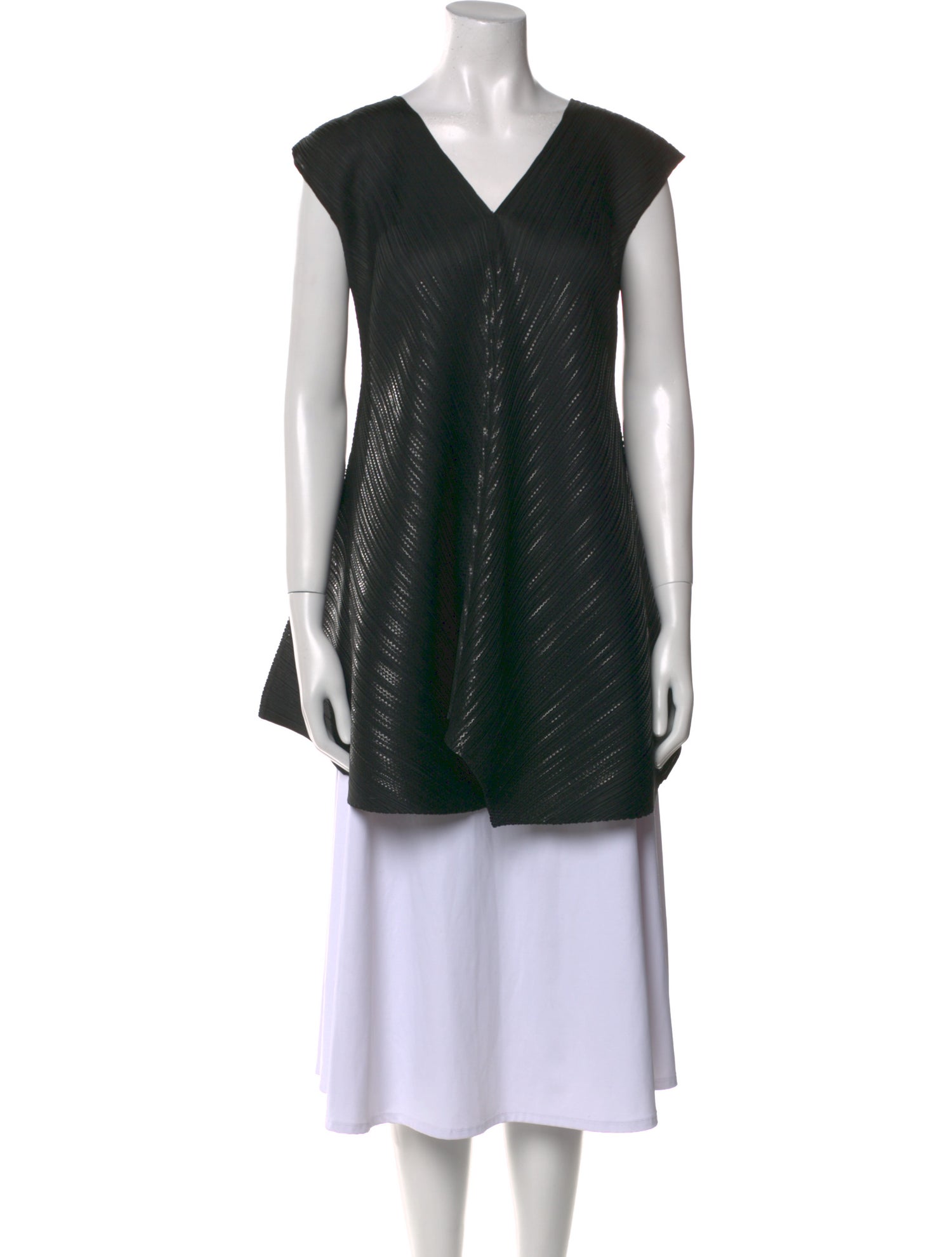 Pleats Please Issey Miyake V-Neck Short Sleeve Tunic