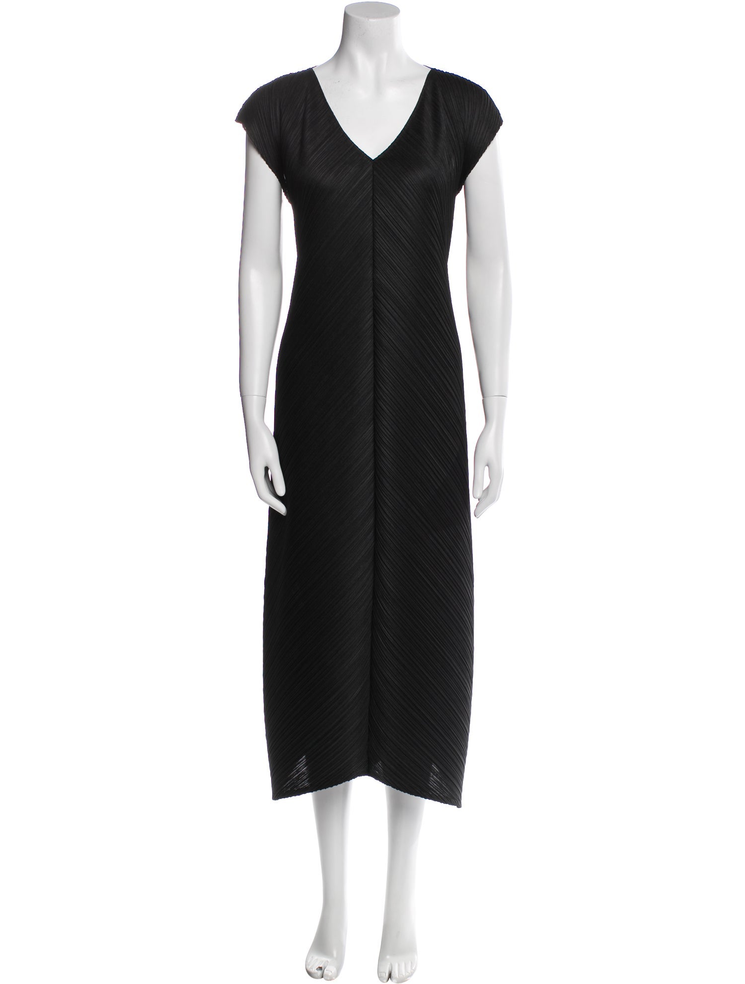 Pleats Please Issey Miyake V-Neck Long Dress