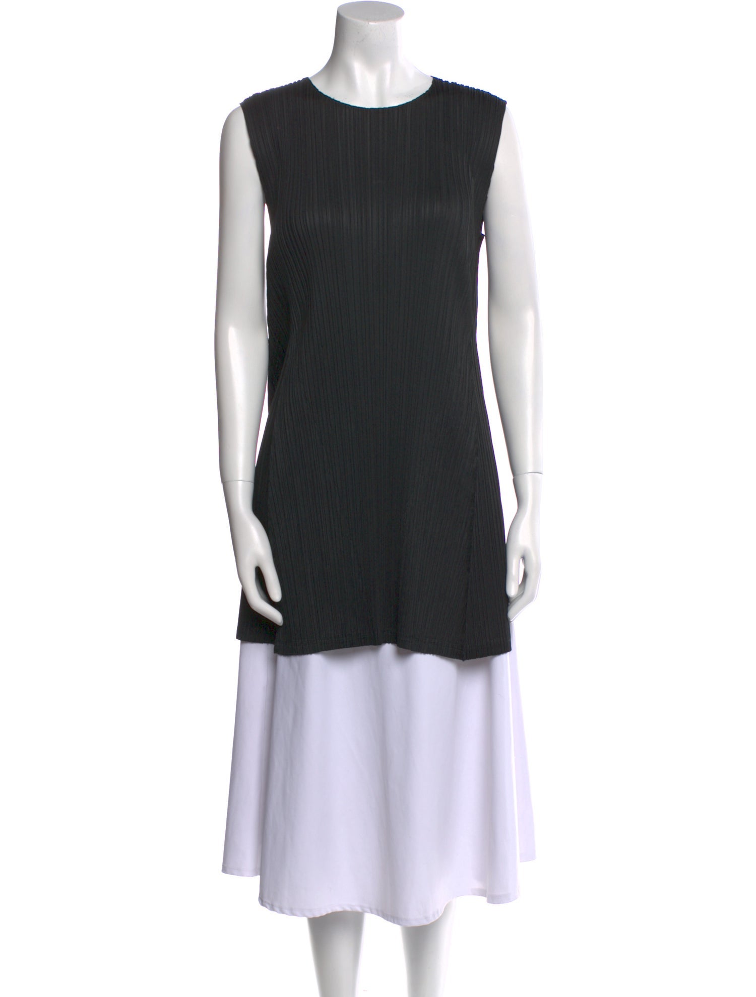 Pleats Please Issey Miyake Crew Neck Sleeveless Tunic