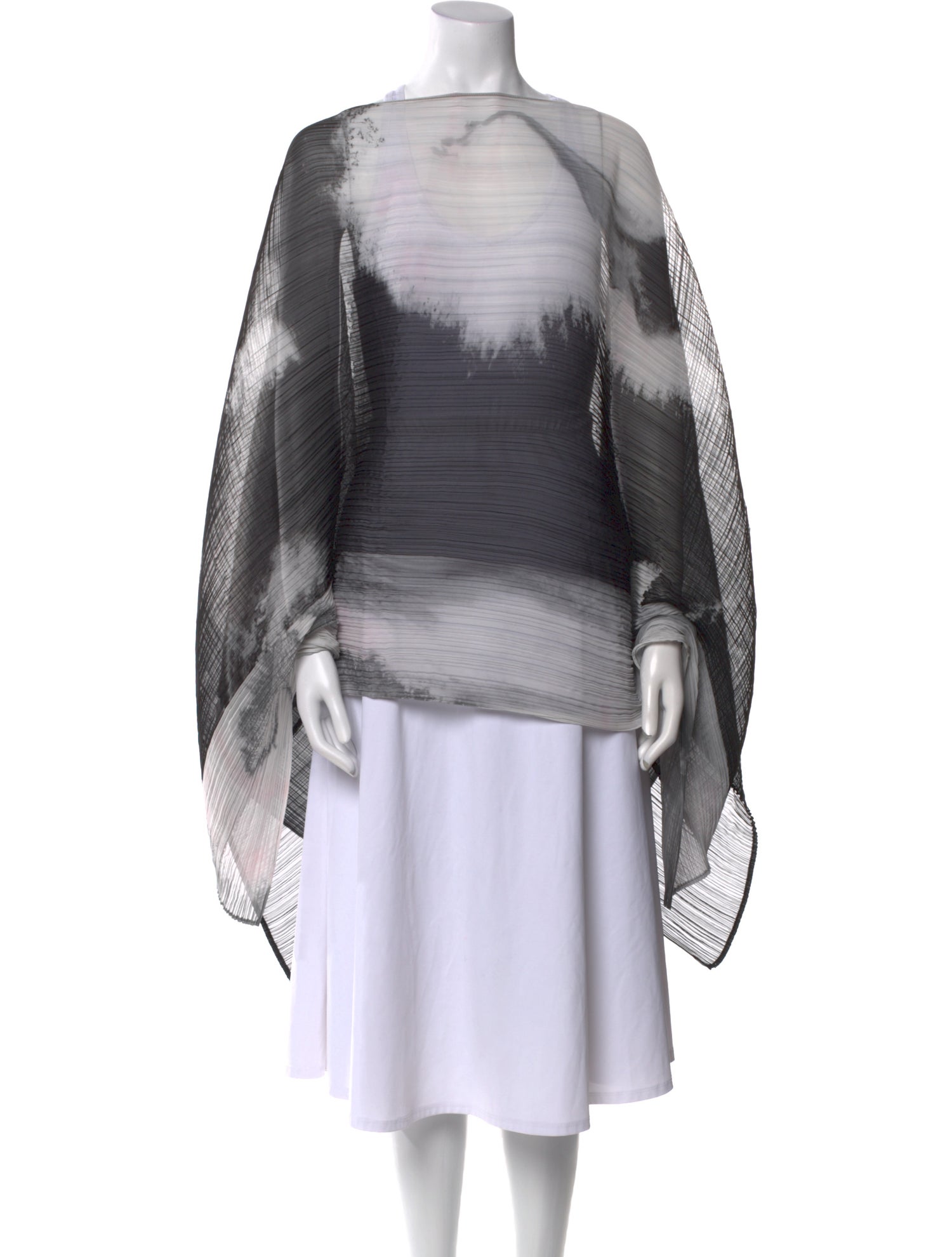 Pleats Please Issey Miyake Tie-Dye Print Bateau Neckline Sweater