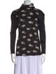 Pleats Please Issey Miyake Floral Print Turtleneck Top