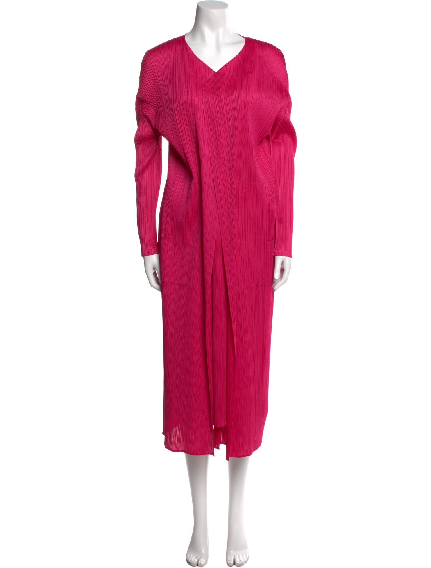 Pleats Please Issey Miyake V-Neck Long Dress