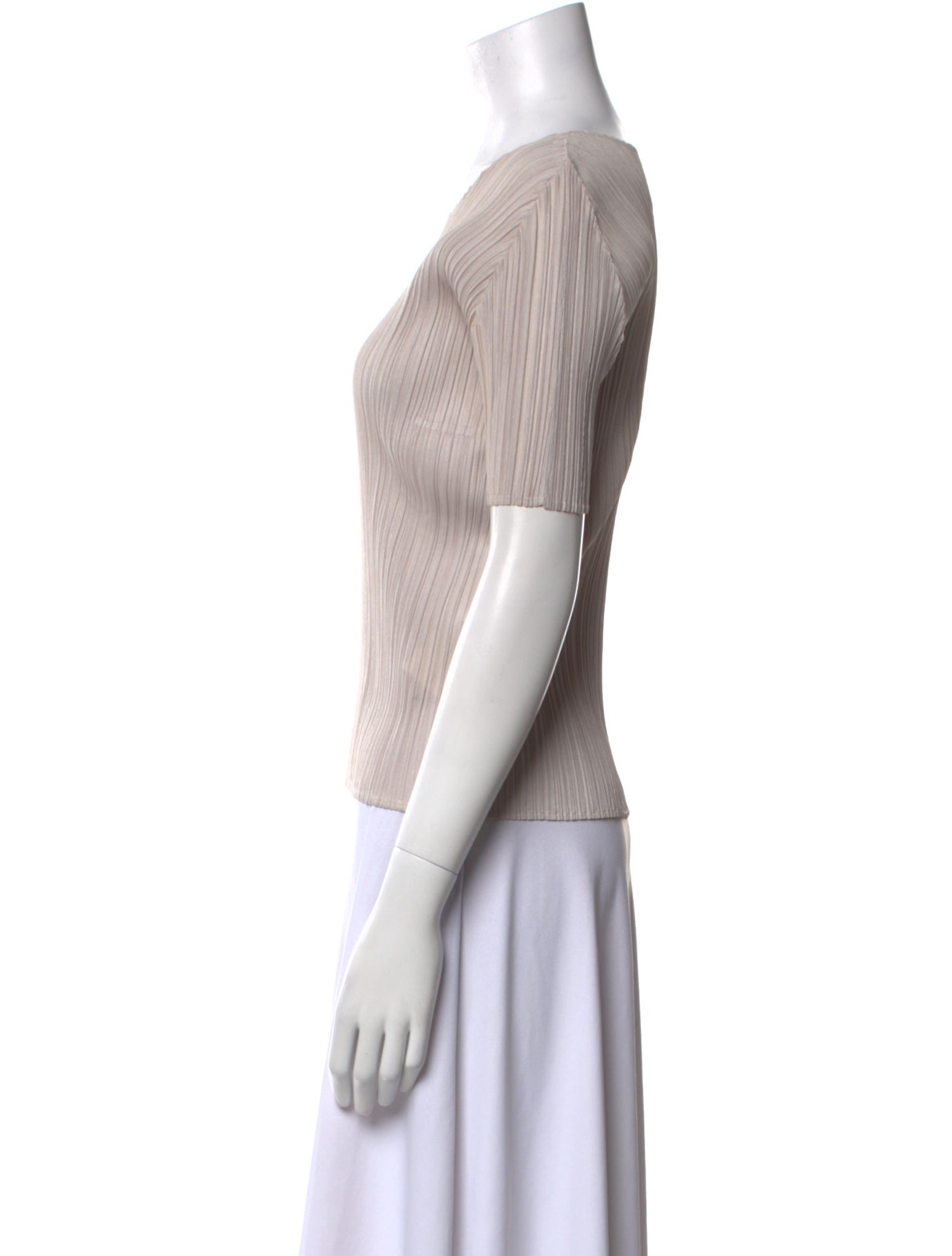 Pleats Please Issey Miyake Scoop Neck Short Sleeve Crop Top