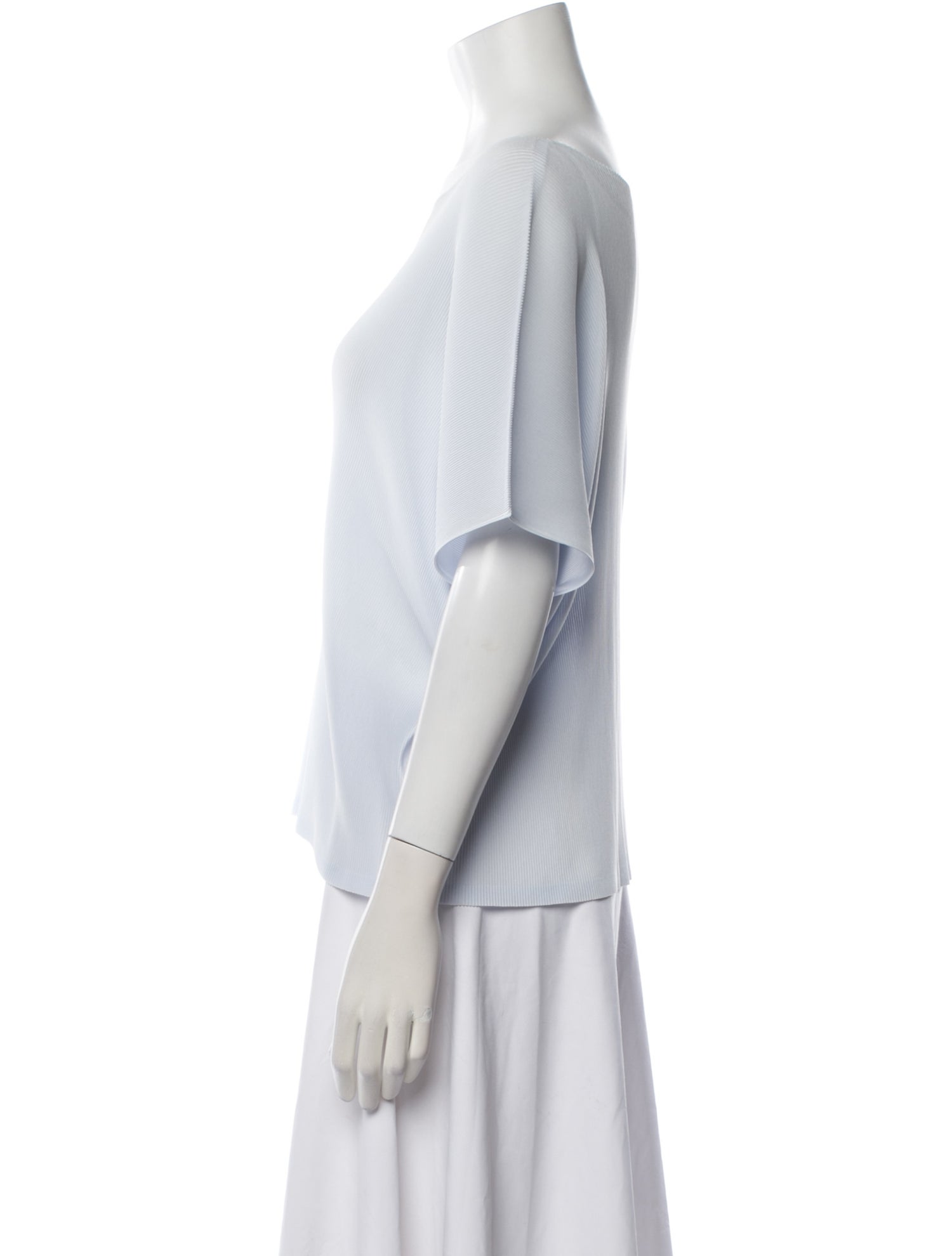 Pleats Please Issey Miyake Bateau Neckline Short Sleeve Top
