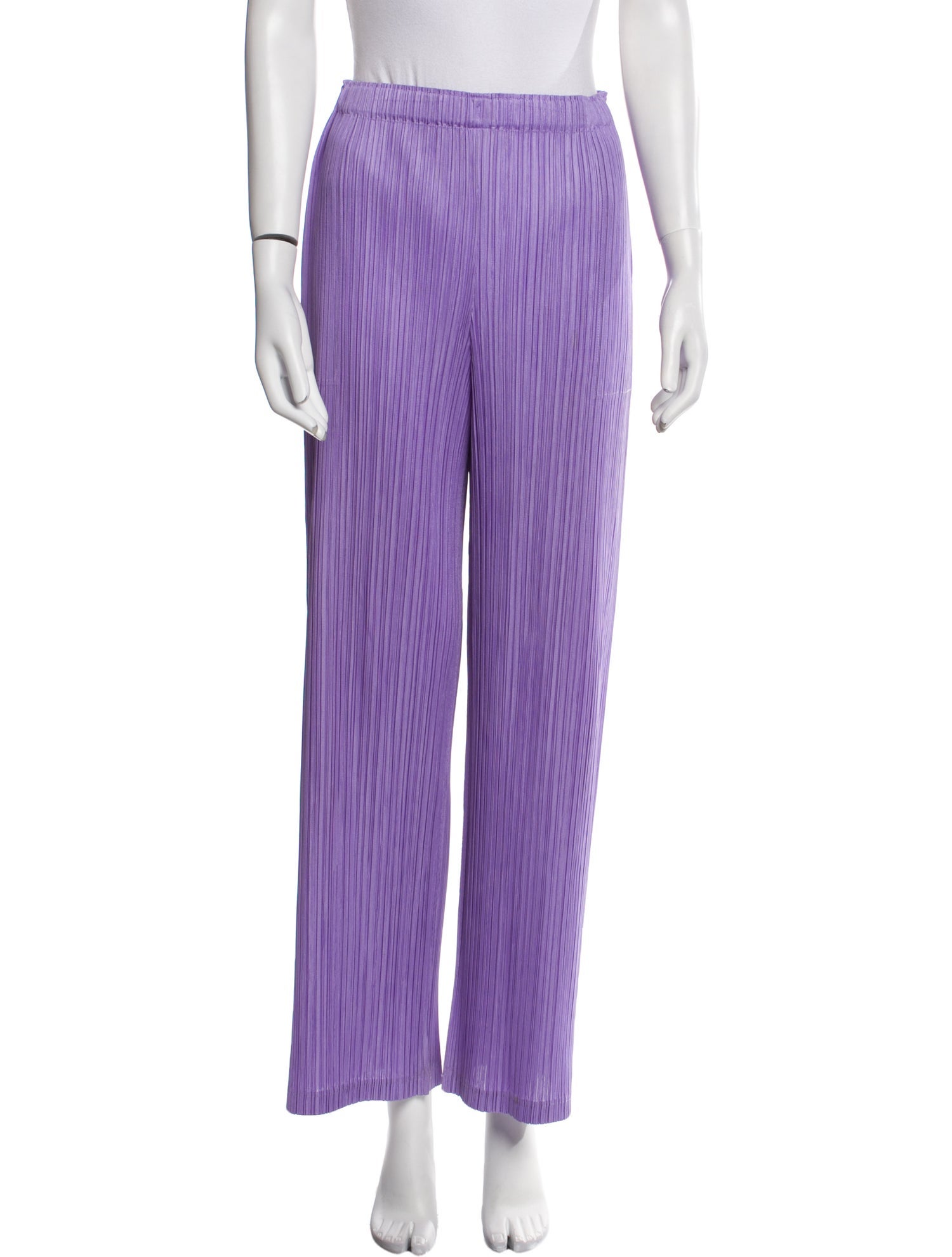 Pleats Please Issey Miyake Striped Wide Leg Pants