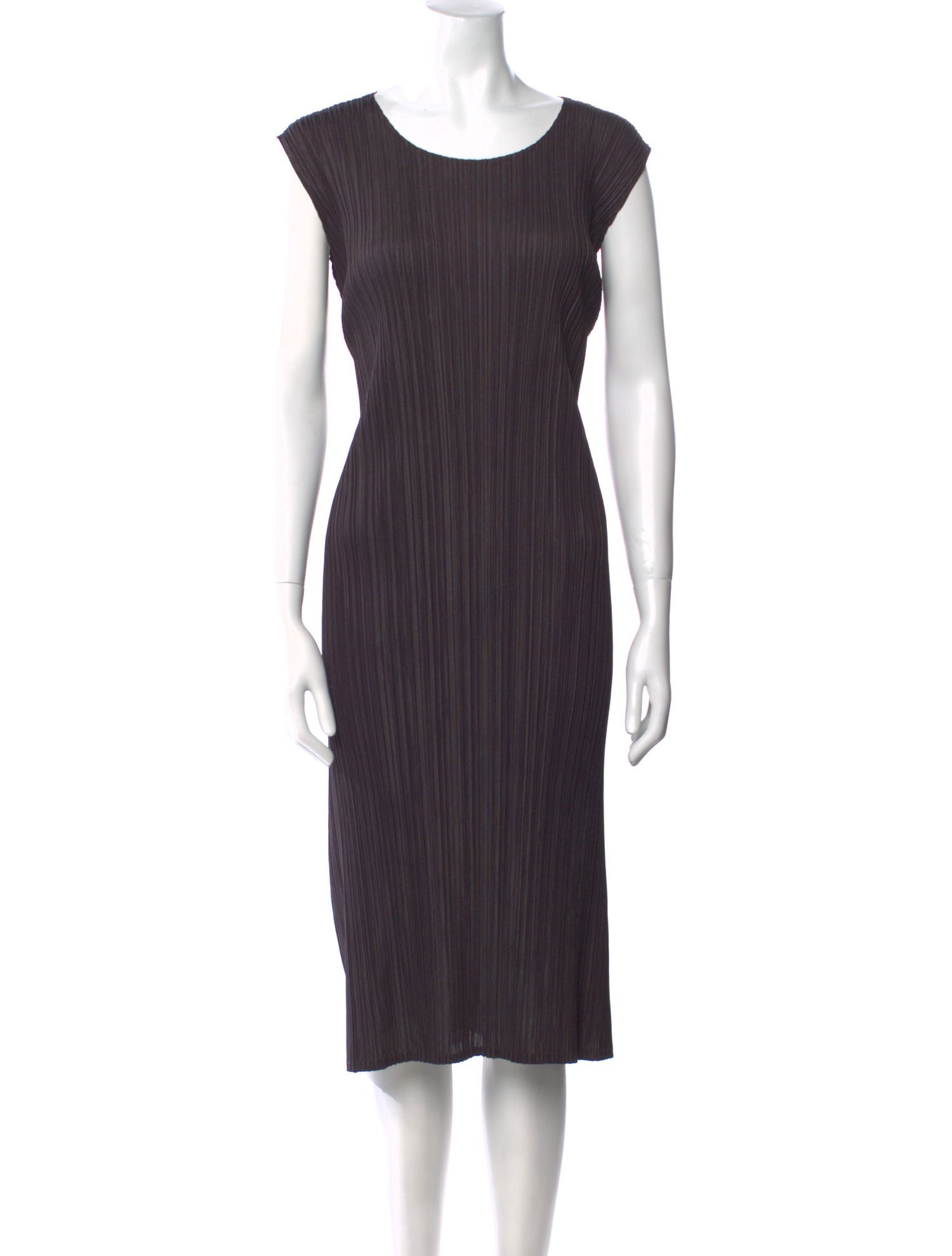 Pleats Please Issey Miyake Scoop Neck Midi Length Dress
