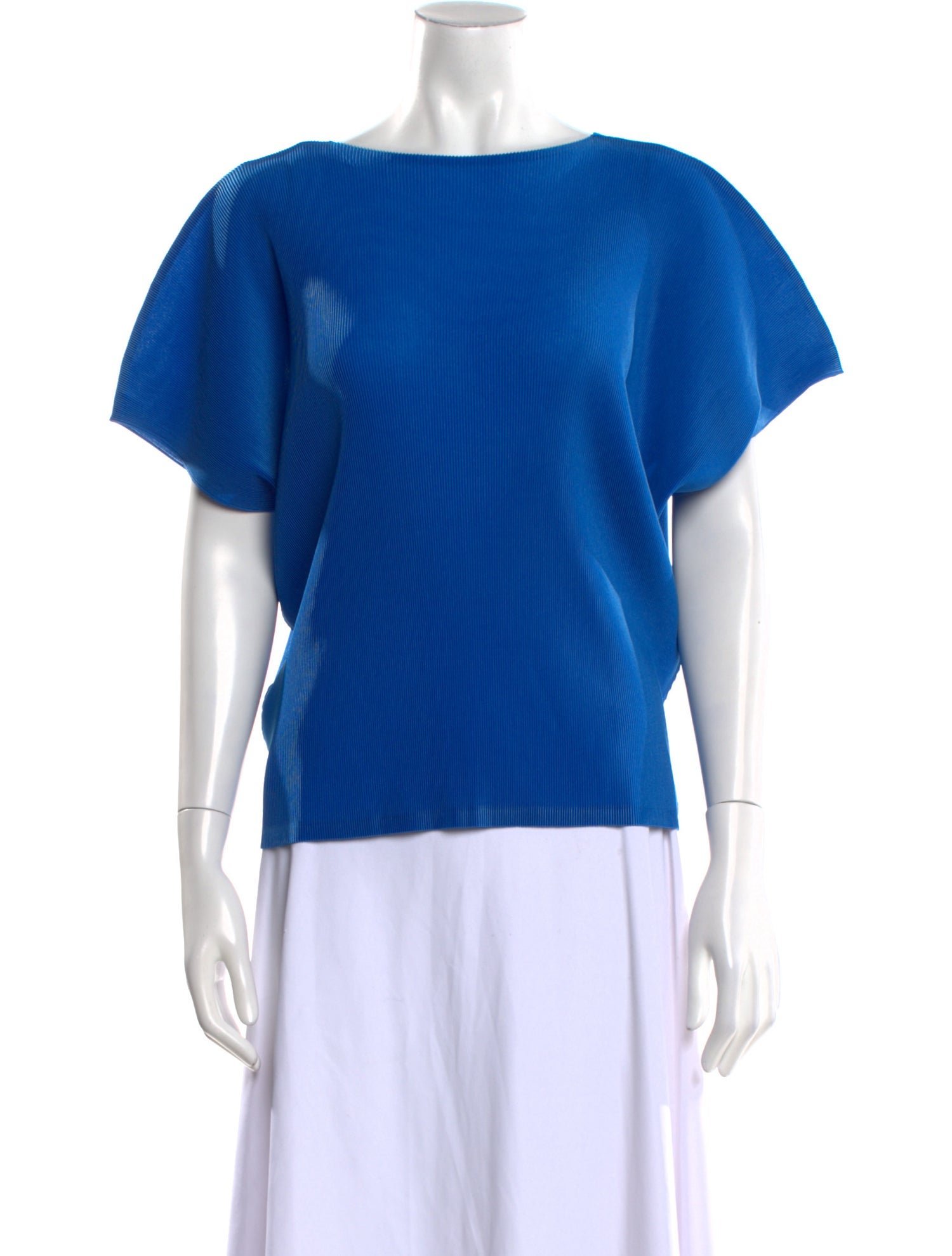 Pleats Please Issey Miyake Bateau Neckline Short Sleeve Top