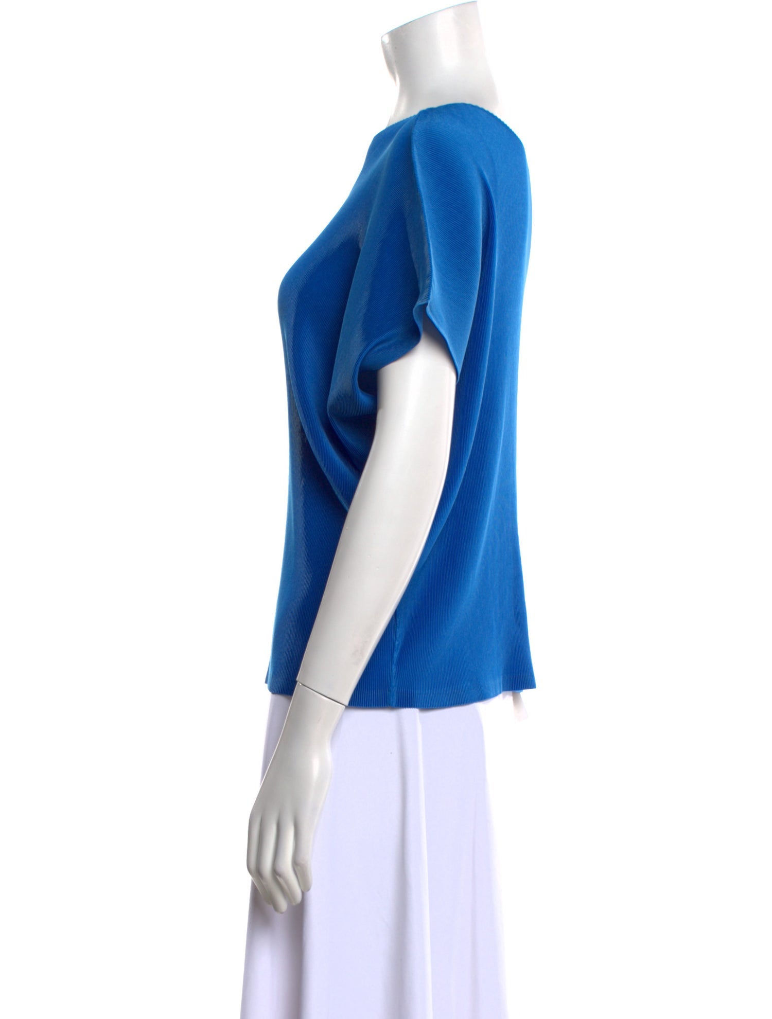 Pleats Please Issey Miyake Bateau Neckline Short Sleeve Top