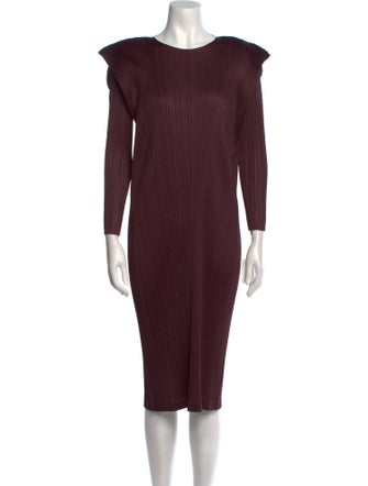 Pleats Please Issey Miyake Bateau Neckline Midi Length Dress
