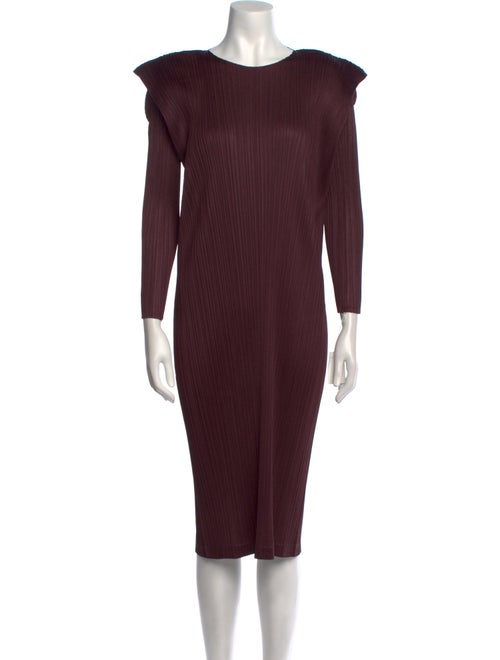 Pleats Please Issey Miyake Bateau Neckline Midi Length Dress