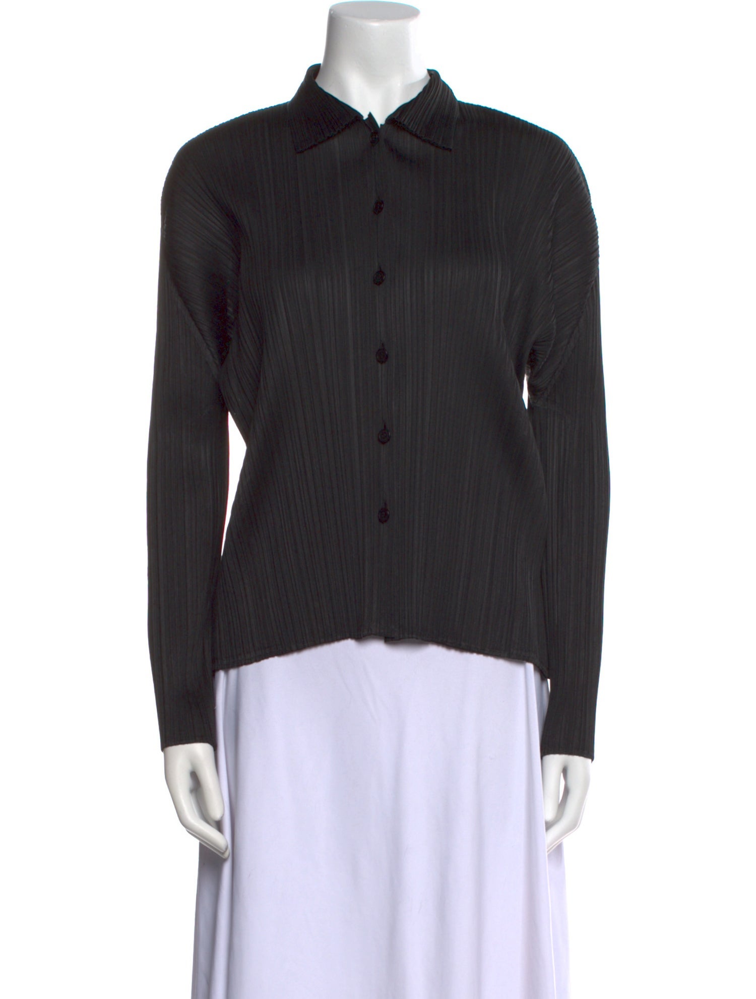 Pleats Please Issey Miyake Long Sleeve Button-Up Top