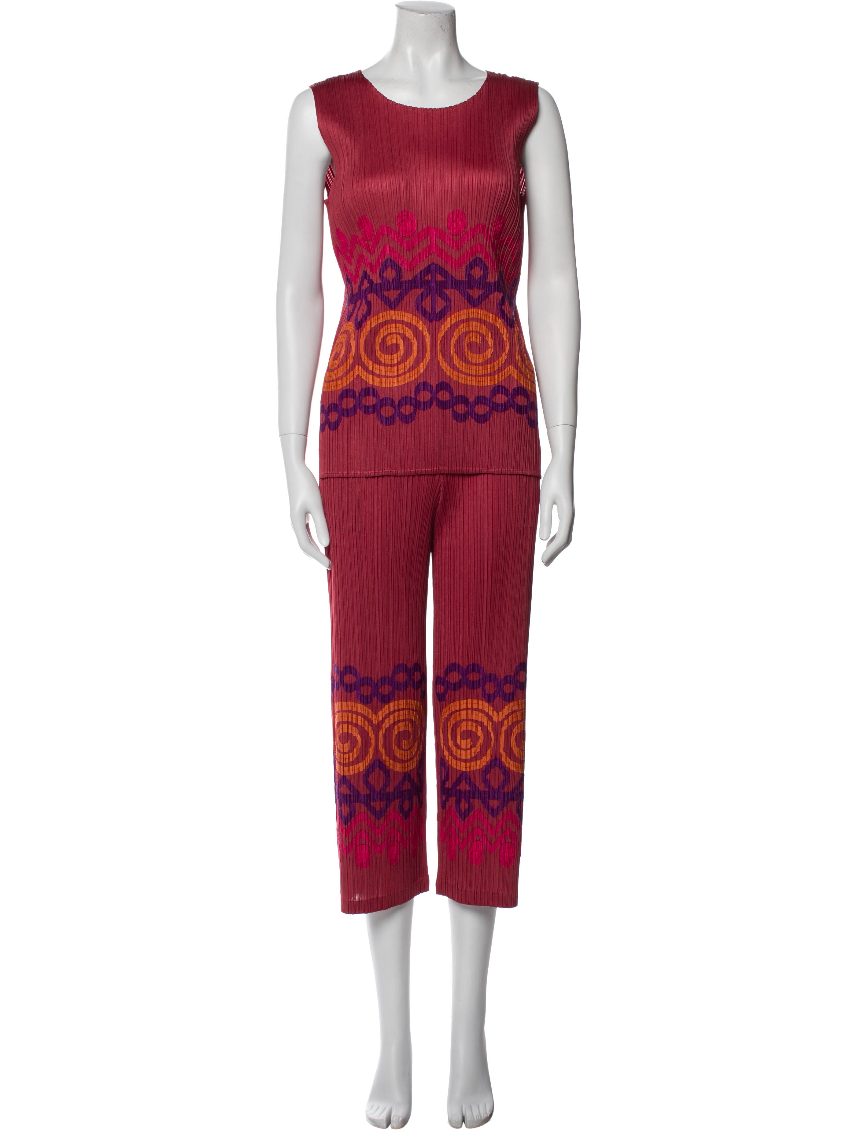 Pleats Please Issey Miyake Printed Pleated Accents Pant Set