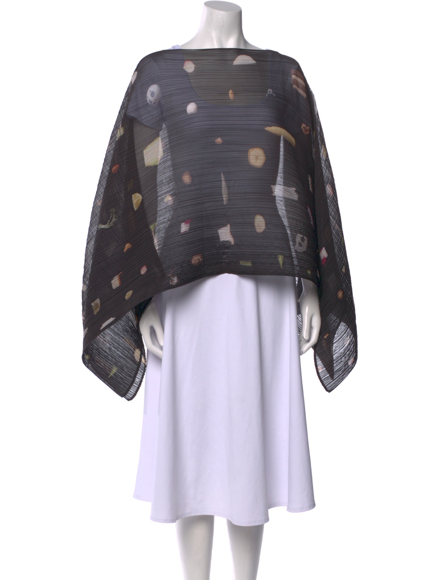 Pleats Please Issey Miyake Printed Bateau Neckline Sweater