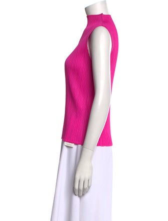 Pleats Please Issey Miyake Mock Neck Sleeveless Top