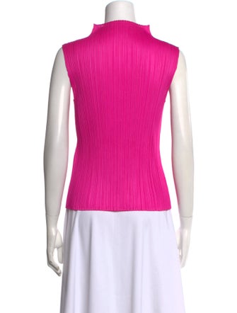 Pleats Please Issey Miyake Mock Neck Sleeveless Top
