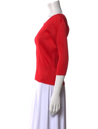 Pleats Please Issey Miyake Scoop Neck Three-Quarter Sleeve Top