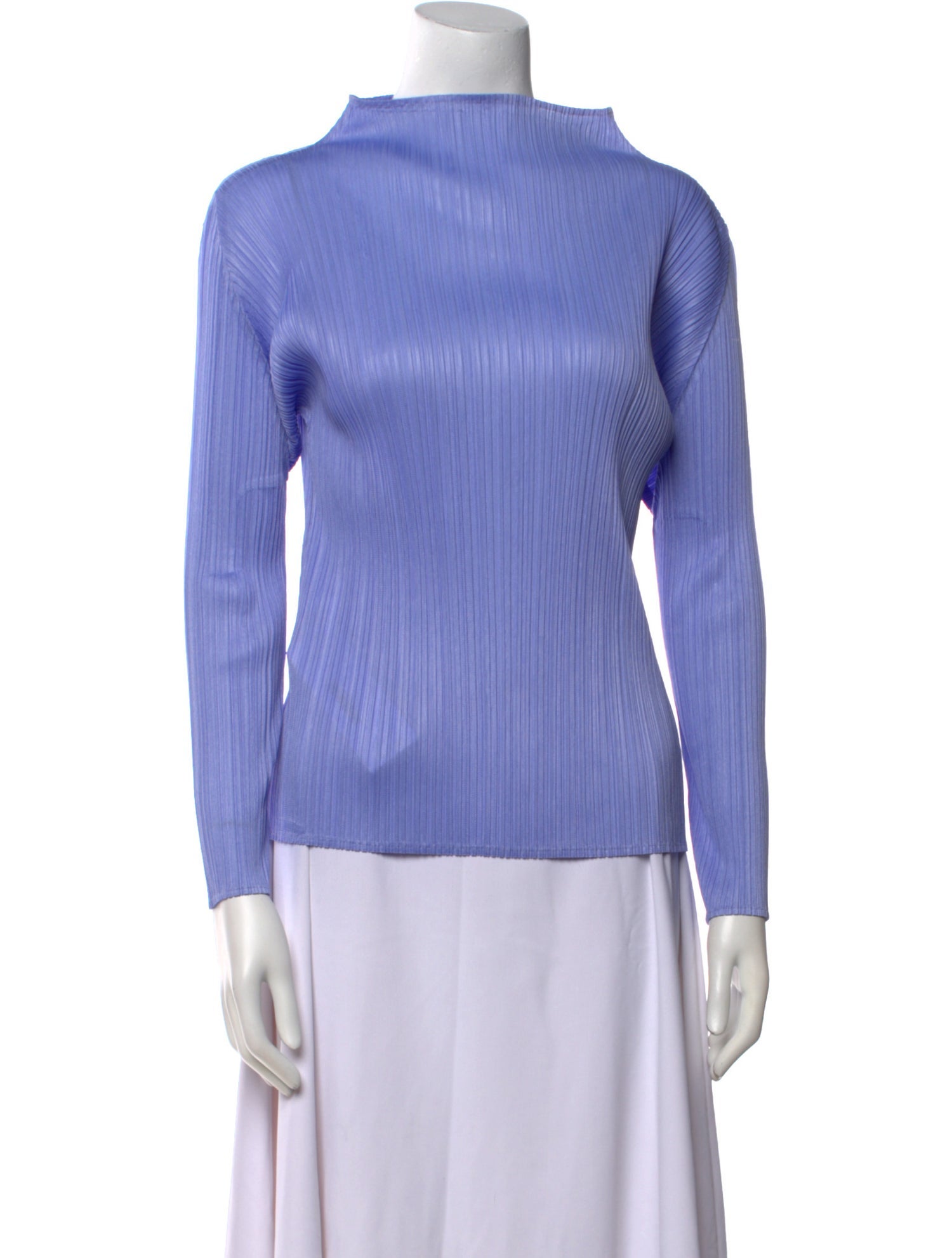 Pleats Please Issey Miyake Mock Neck Long Sleeve Blouse