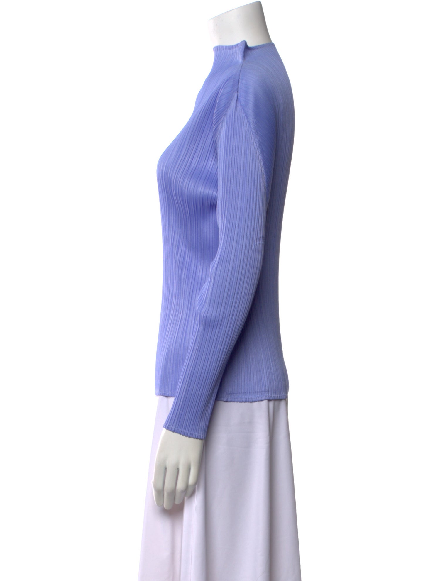 Pleats Please Issey Miyake Mock Neck Long Sleeve Blouse