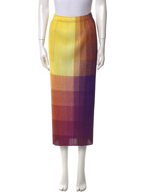 Pleats Please Issey Miyake Plaid Print Midi Length Skirt