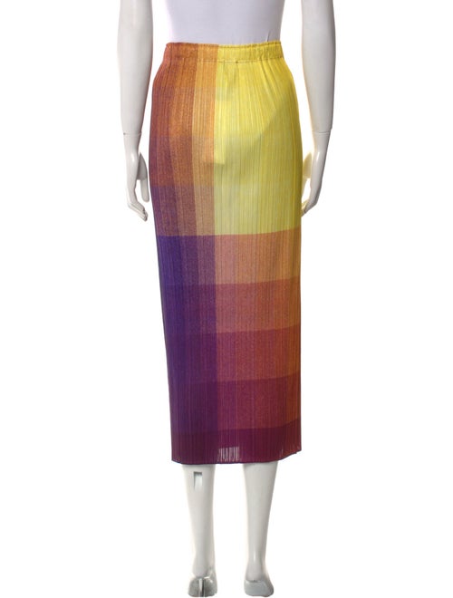 Pleats Please Issey Miyake Plaid Print Midi Length Skirt