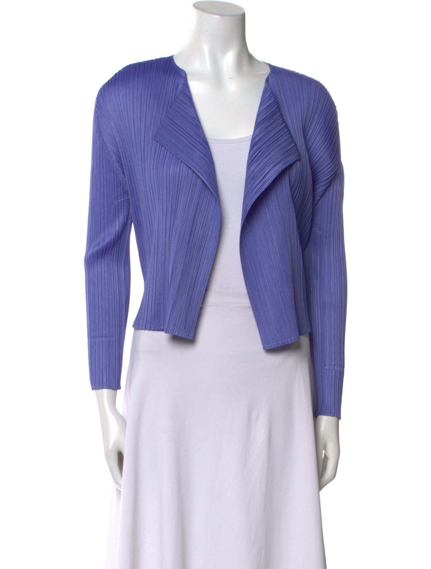 Pleats Please Issey Miyake Striped Open Front Crop Top