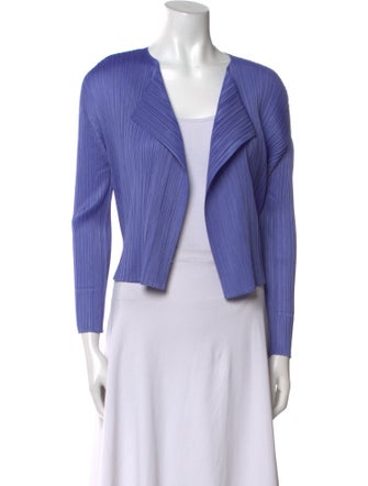 Pleats Please Issey Miyake Striped Open Front Crop Top