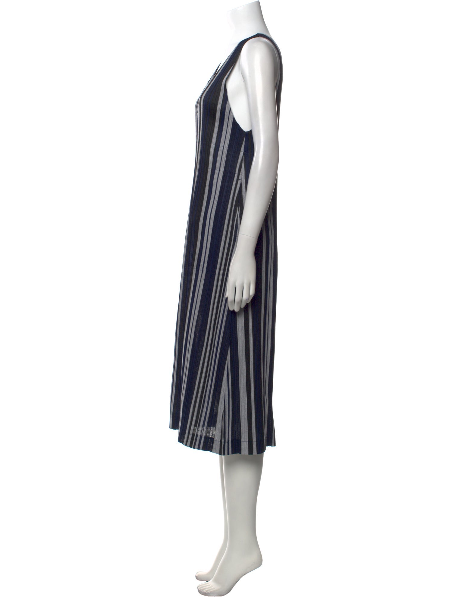 Pleats Please Issey Miyake Striped Midi Length Dress