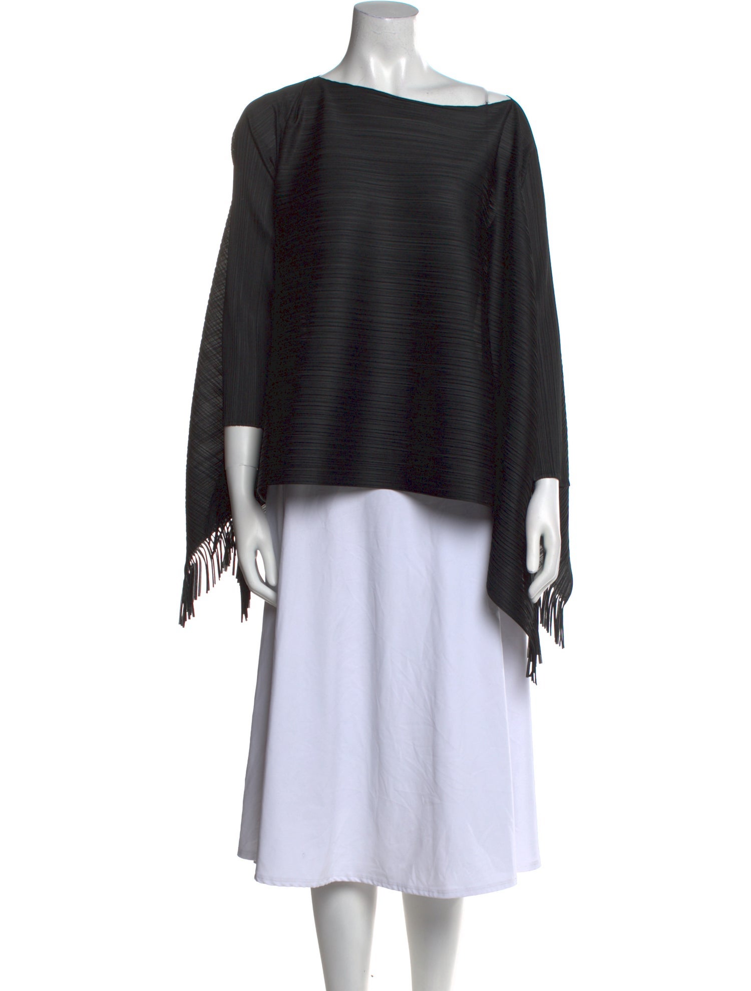 Pleats Please Issey Miyake Bateau Neckline Long Sleeve Blouse