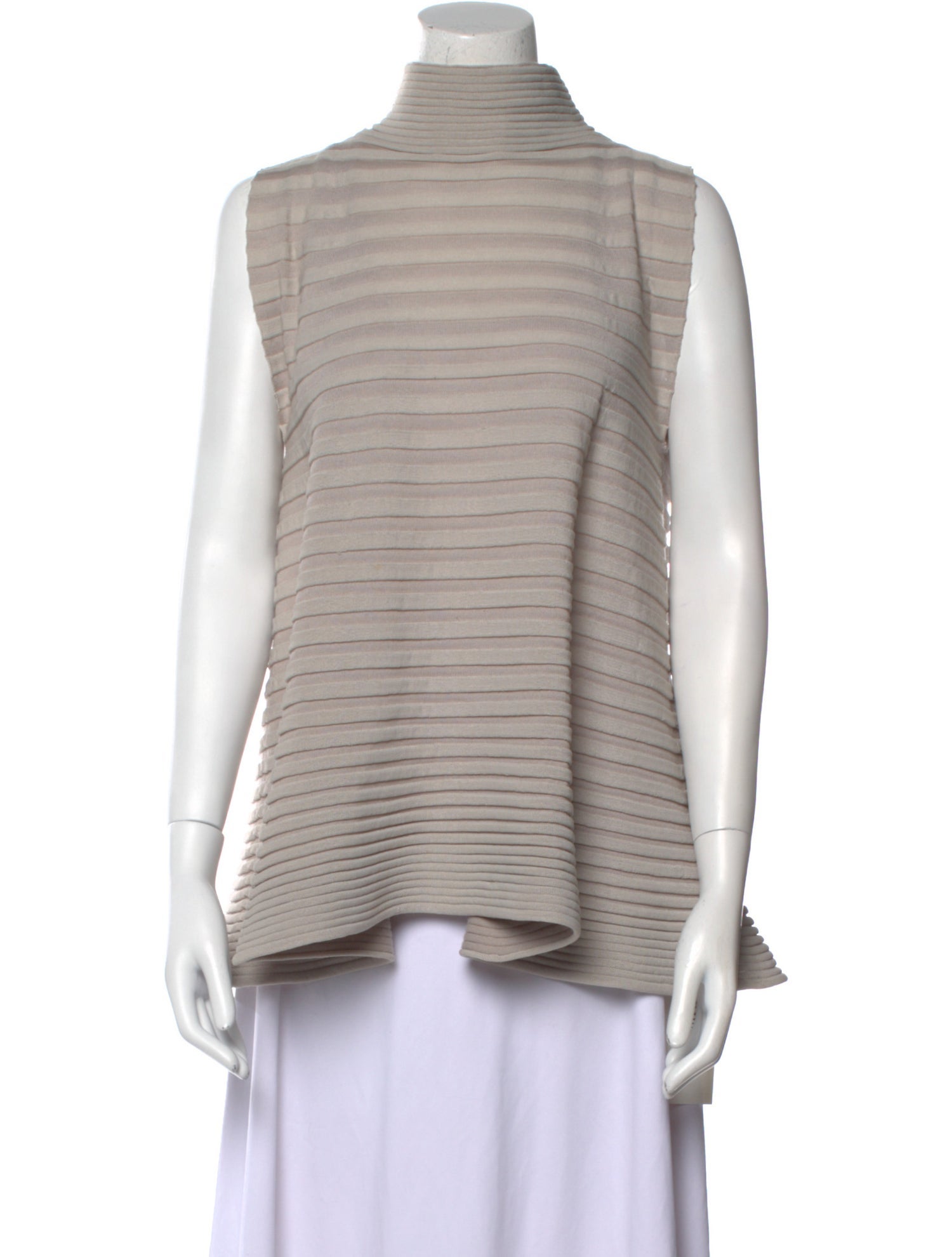 Pleats Please Issey Miyake Striped Turtleneck Top