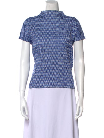 Pleats Please Issey Miyake Striped Mock Neck Top